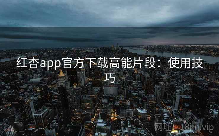 红杏app官方下载高能片段：使用技巧